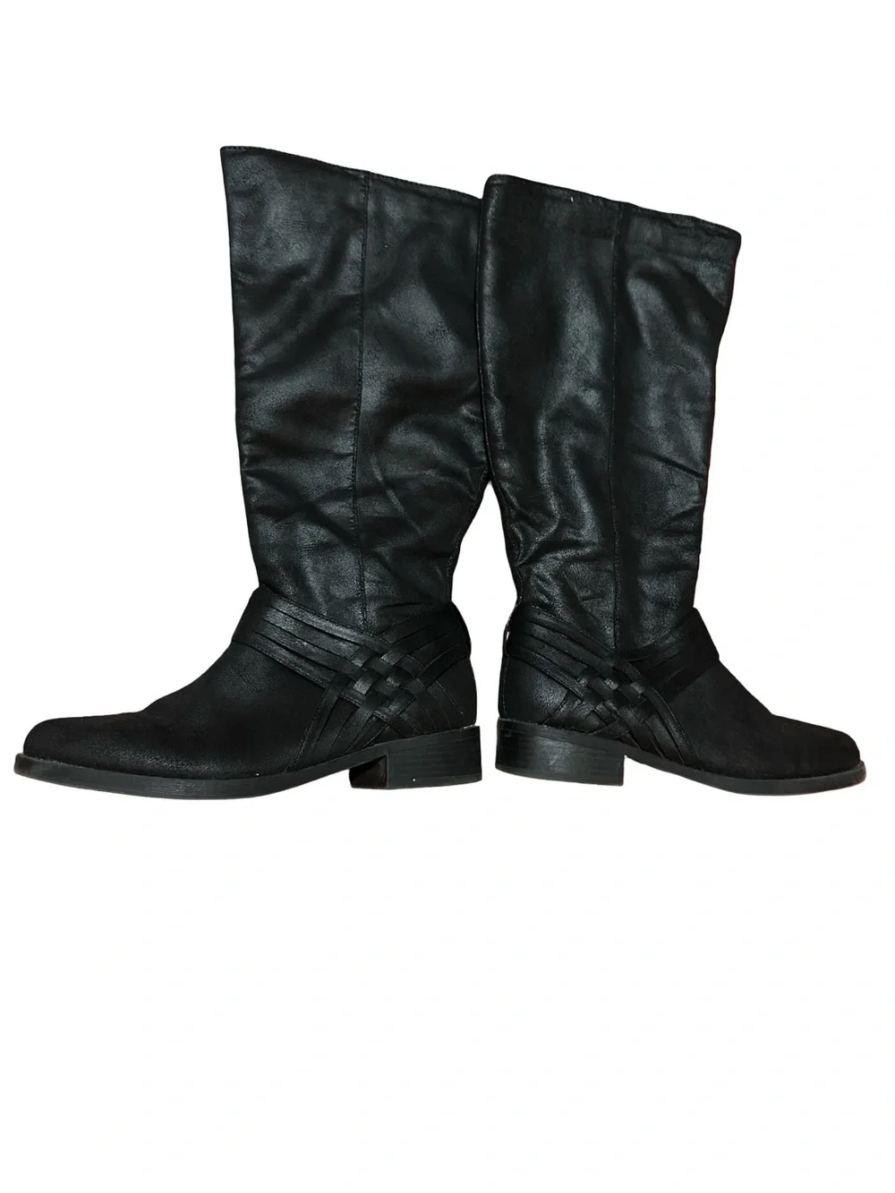 Journee Collection Black Meg Wide Calf Knee High Riding Boots Boho Chic Western